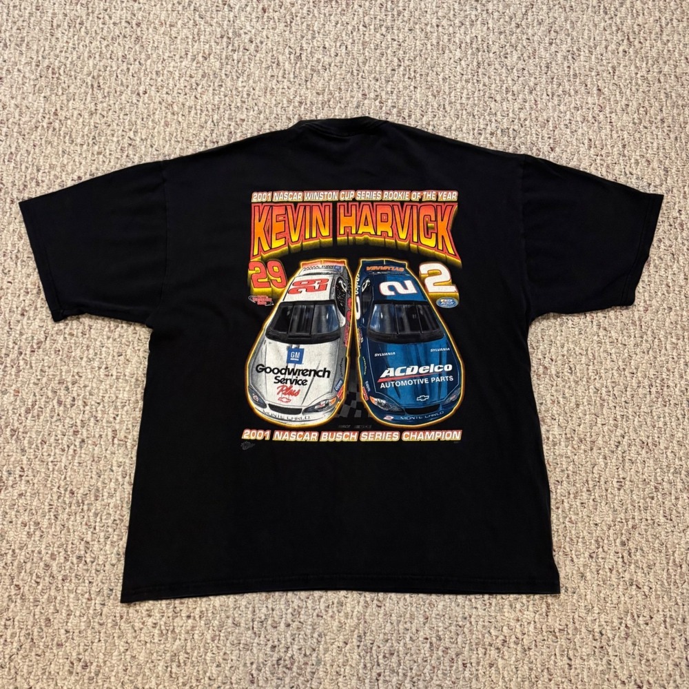 Vintage 2001 Kevin Harvick NASCAR Rookie of the Year Champion T-Shirt Black XL